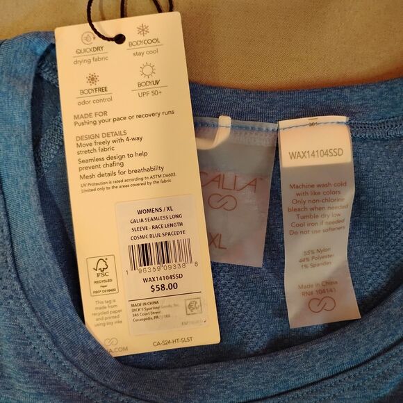 Women's Calia Seamless Race Length Long Sleeve Shirt Cosmic Blue Spacedye XL - Picture 8 of 8